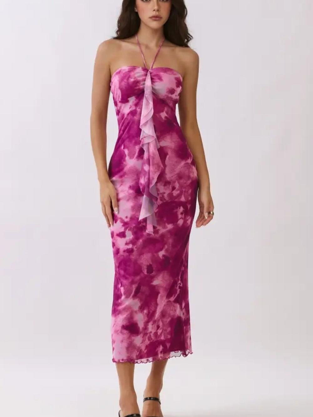 Heart & Hips 💗 Pink Printed Halter Neck Mermaid Maxi Dress
